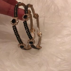 Emerald and white stone lux bangles